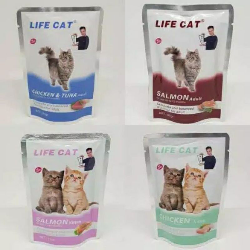 LIFE CAT SASET 85 GRAM SALMON ADULT  - KITTEN SALMON &amp; KITTEN CHIKEN