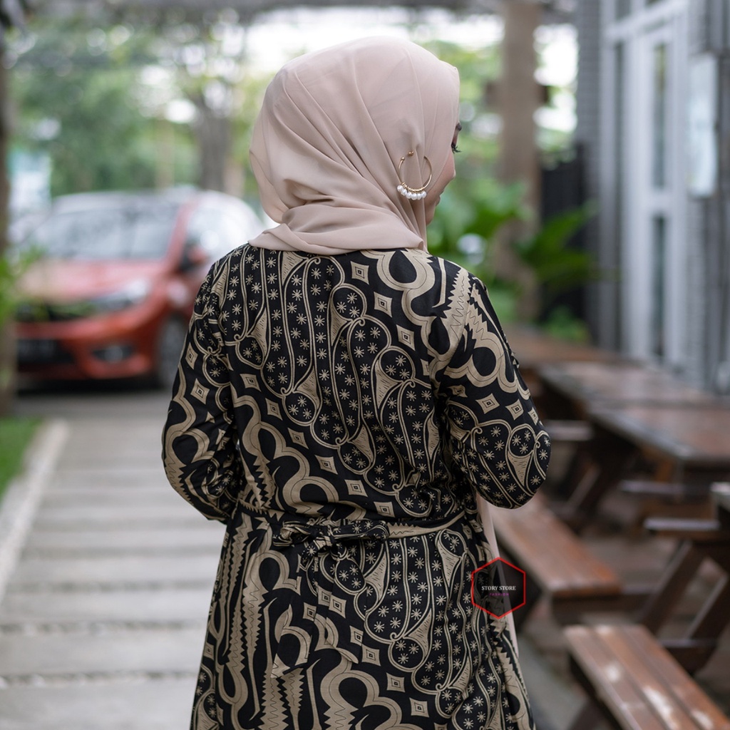 Batik Aleaa Couple Gamis Kemeja Seno Gedi