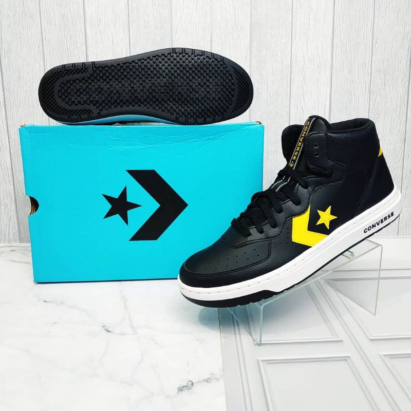 SEPATU SNEAKERS CONVERSE RIVAL LEATHER MID HIGH BLACK 100% ORIGINAL BNIB