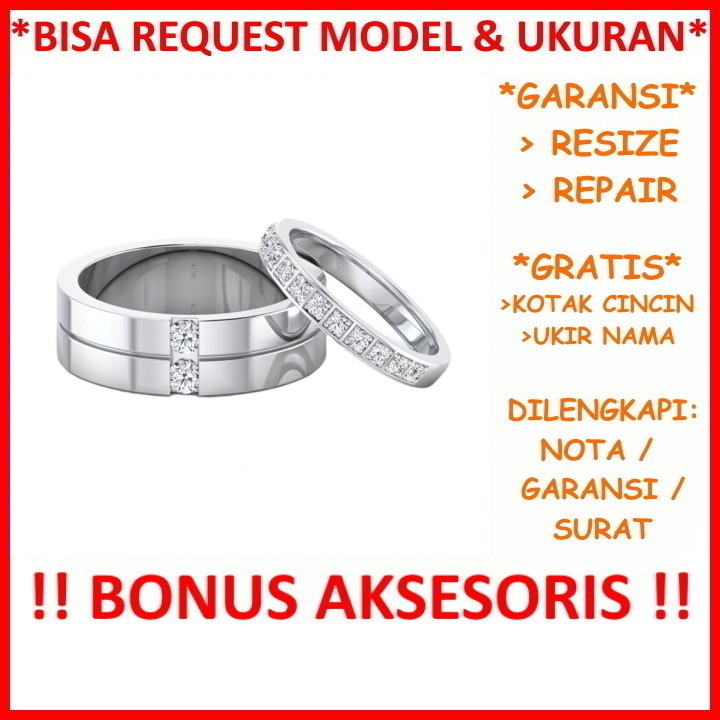 Gratis Ukir Nama Garansi Silver Asli Bisa Pesan Model Cincin Kawin Couple Perak Tunangan Nikah Id558