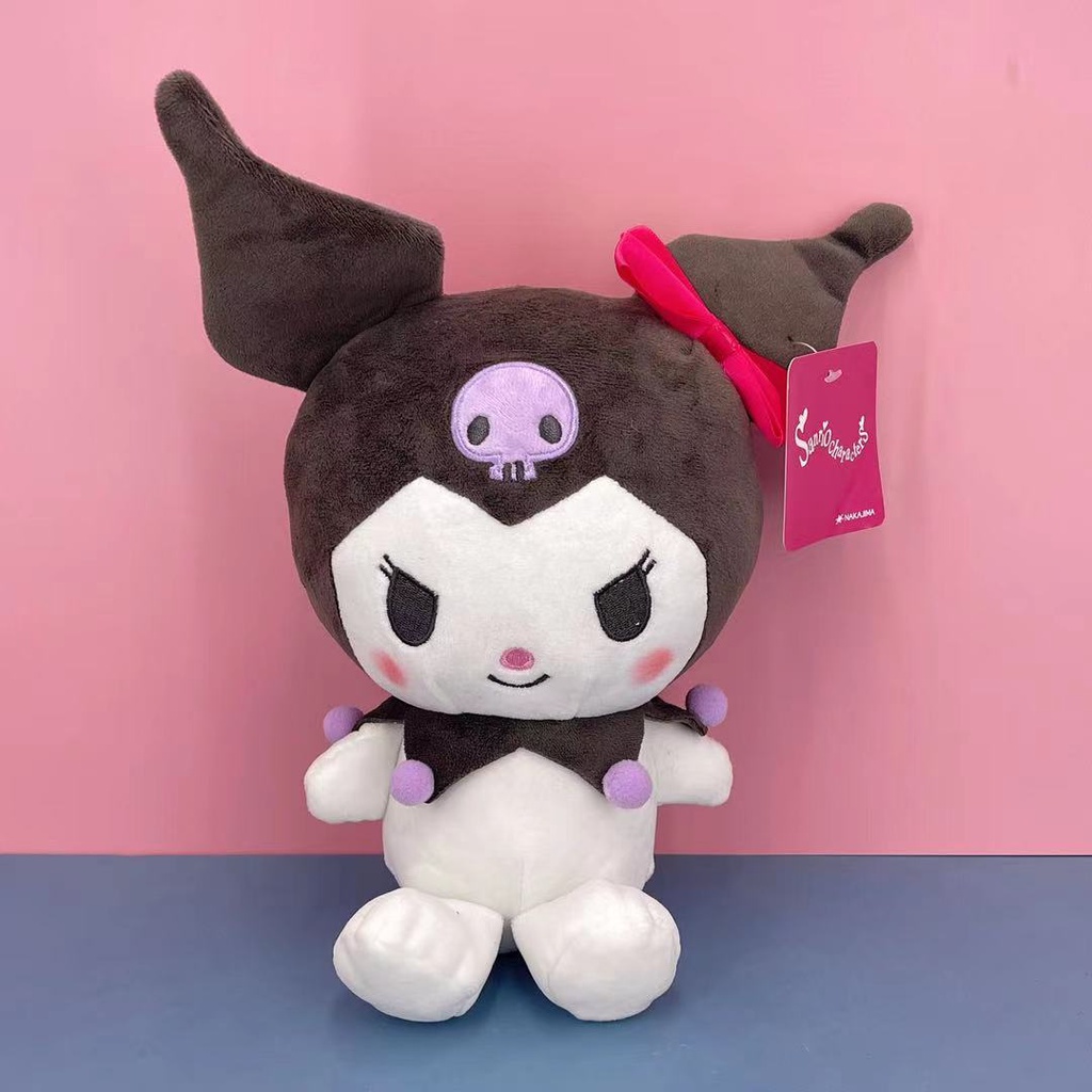 Mainan Boneka Stuffed Plush Kartun Sanrio Kuromi 25Cm Untuk Dekorasi Kamar Anak