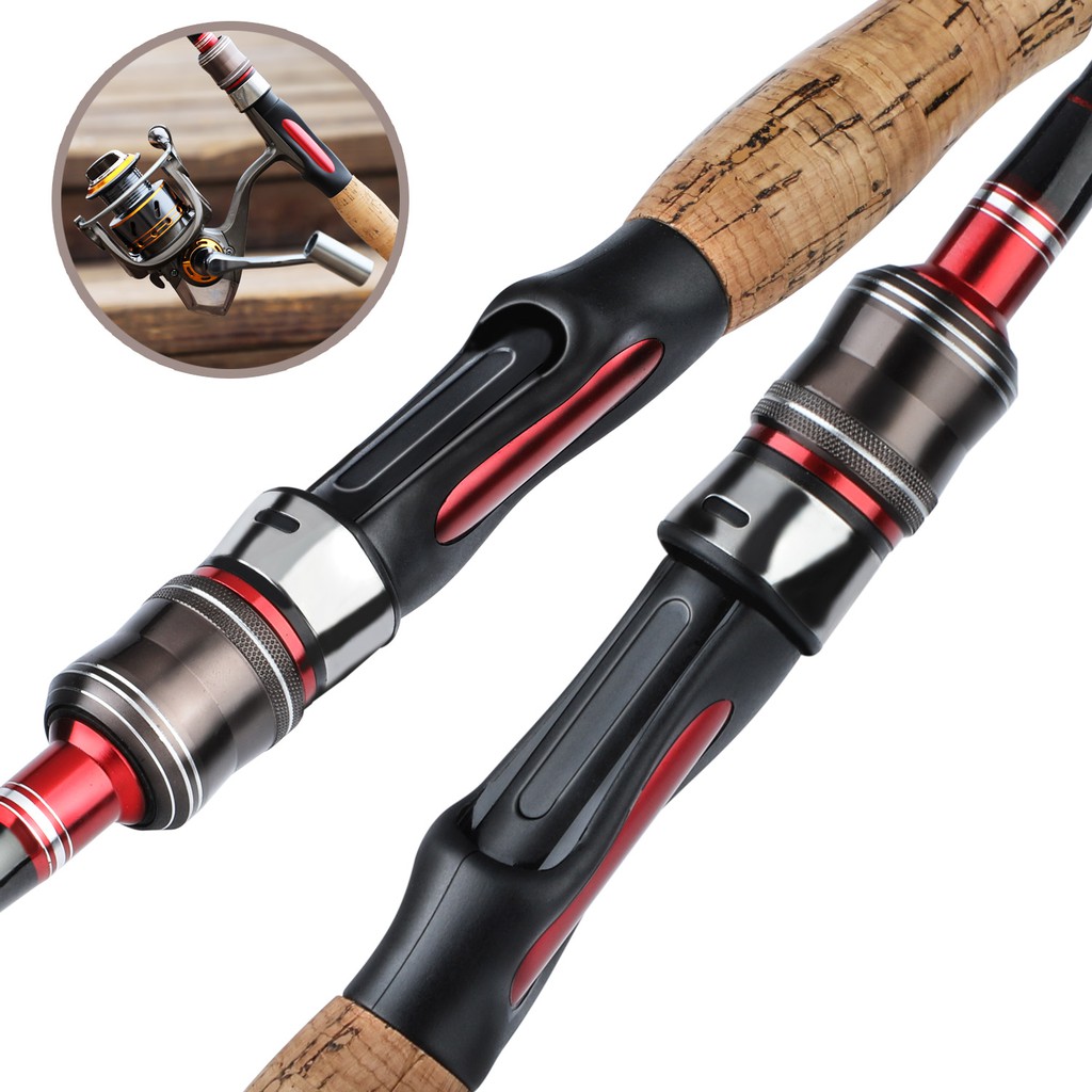 Sougayilang 2 Bagian Casting/Batang Pemintal Serat Karbon Tinggi Fishing Rod 2 Piece Power M dan L Fishing Pole