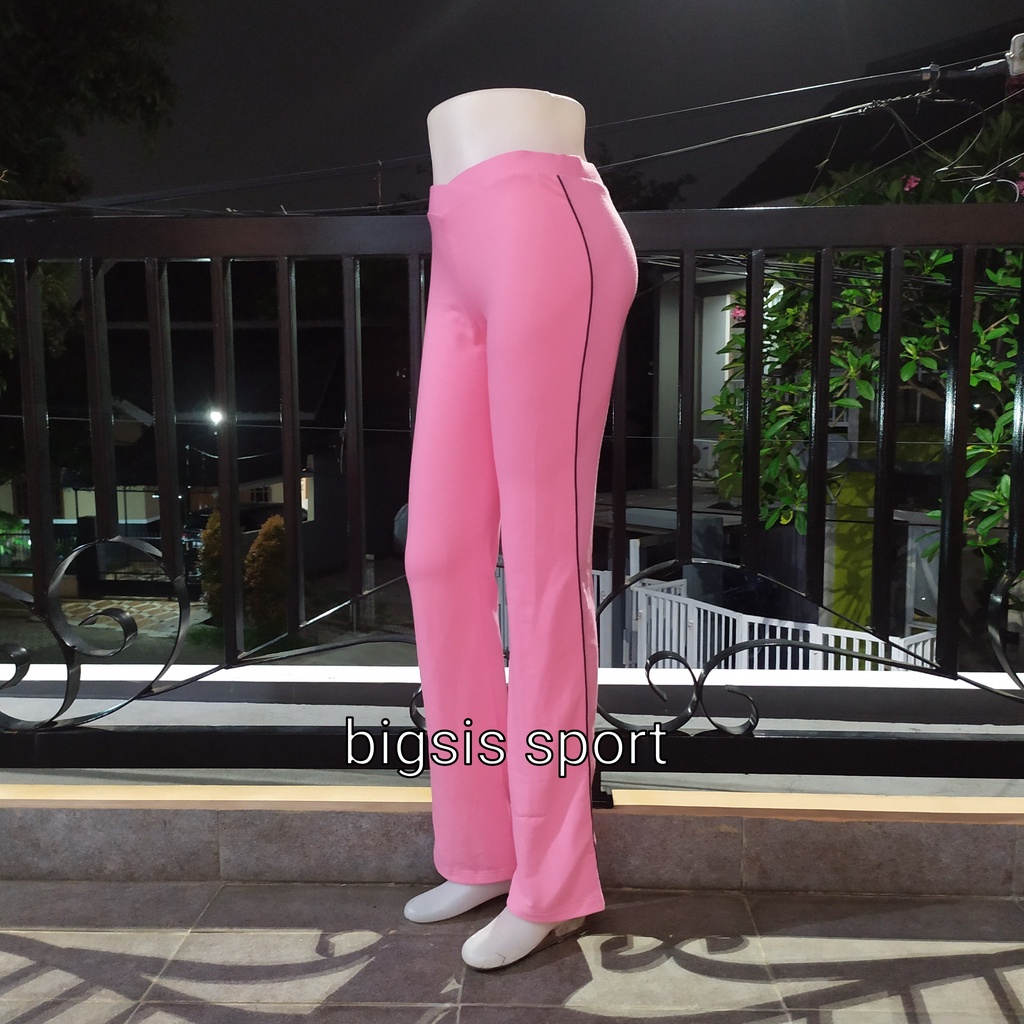 Celana Senam Wanita Model Panjang Lis Pinggir, Ada 12 Warna-Pink