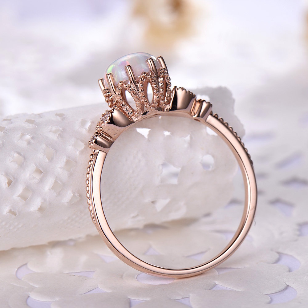 Cincin Bahan Sterling Silver 925 Hias Moonstone Warna Rose Gold Kreatif Untuk Wanita Ccc64