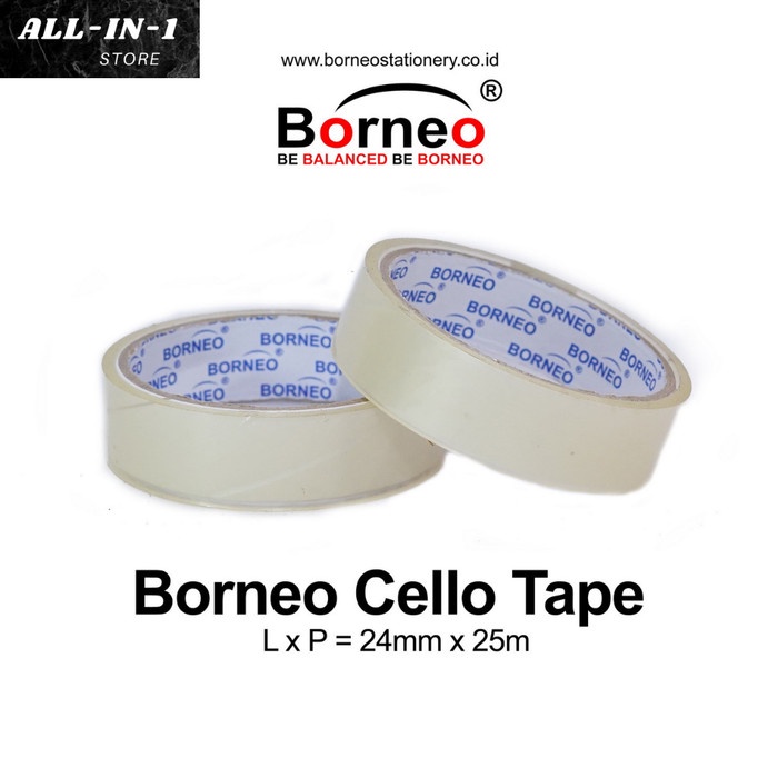 

Borneo Cello Tape Bening 24mm x 25m Solasi bening/ Selotip / Solatip Borneo