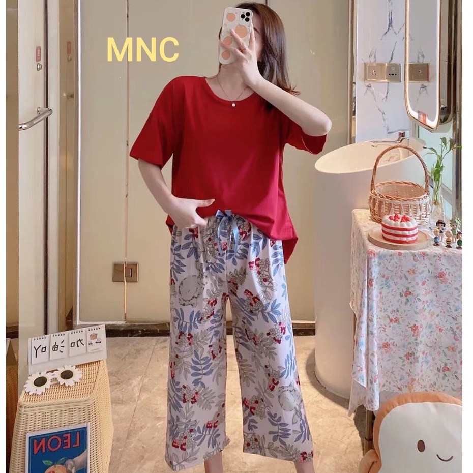 SETELAN CELANA SETCEL ONE SET OOTD 7 8 KAOS PIYAMA SET BAJU TIDUR HARIAN OVERSIZE POLOS WANITA DEWASA LENGAN PENDEK CP SPANDEK IMPORT STELAN PIAMA KAOS ATASAN TIDUR HITAM CEWEK GADIS REMAJA ANAK PEREMPUAN BAJU RUMAHAN SANTAI FASHION PAKAIAN TIDUR WANITA-7/8Kombi RED