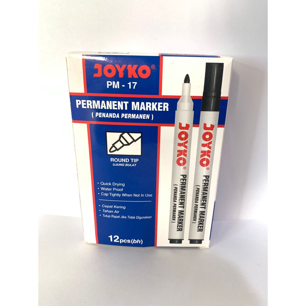 

Spidol Permanent Joyko / Spidol Marker Permanent Papan Tulis PM 17 18 - Hitam / Biru