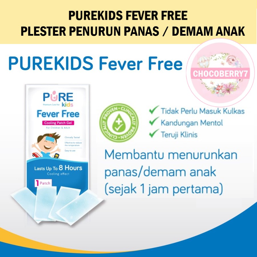 Purebaby Pure kids Fever Free / Plester Penurun Panas Isi 4 Pcs (Box)