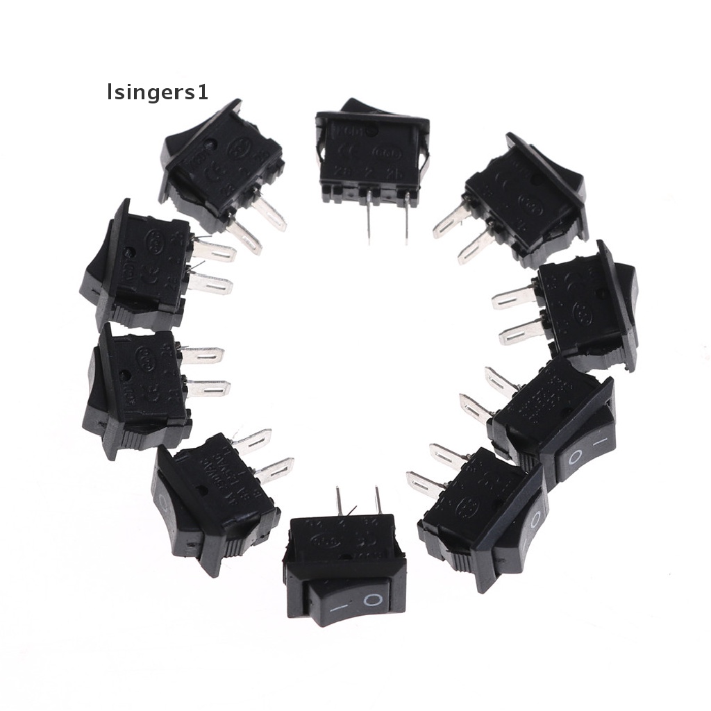 (lsingers1) 10pcs Saklar Rocker Switch 10x15mm KCD1-11 250VAC / 3A 6A 125V AC 2P Warna Hitam