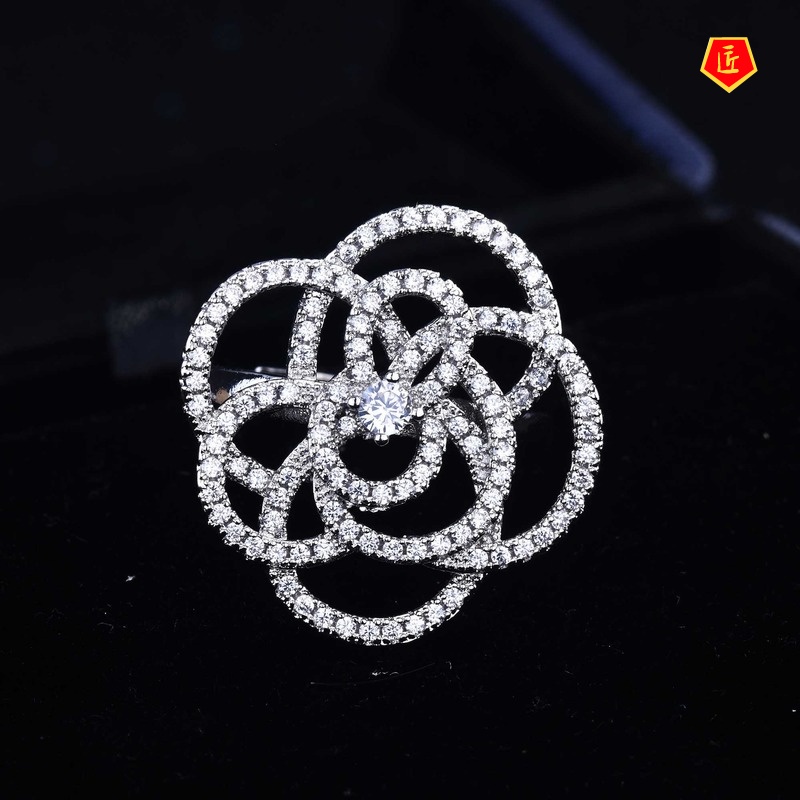 [Ready Stock]High-Grade Camellia Ring Ins Style Luxurious and Personalized