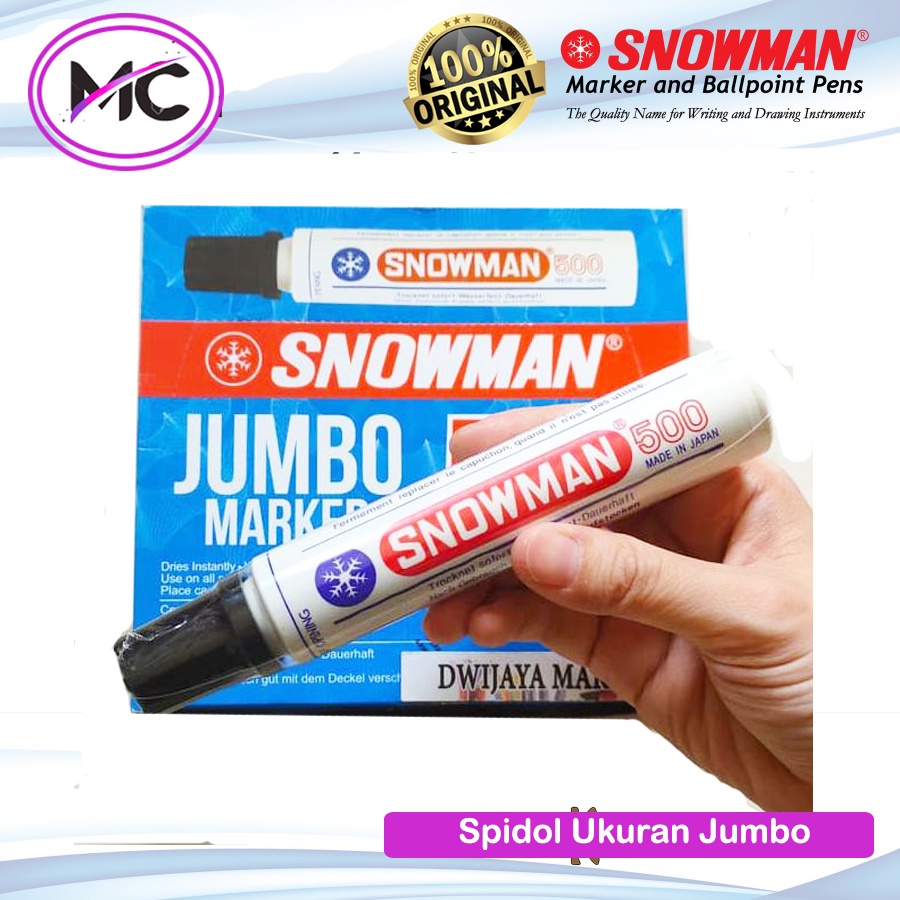 Spidol Besar Permanen Jumbo Snowman Warna Hitam Merah Biru Original Asli Sepidol Karung Kardus Waterproof Anti Air