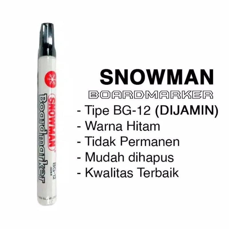 

Spidol Snowman Hitam Boardmarker Whiteboard White board BG 12 Spidol Papan Tulis