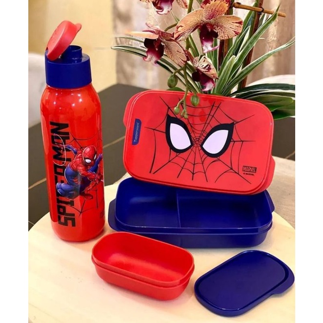 Foddie buddy/spiderman set/Spiderman set Tupperware/bekal tupperware/Spiderman set