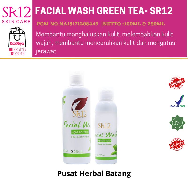 Facial Wash Green Tea SR12  / Sabun Wajah Normal / Sabun Berminyak Jerawat