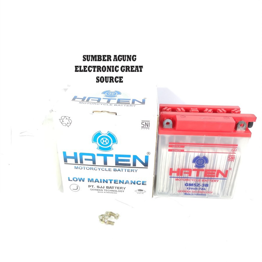 Aki Basah Haten GM5Z3B 12V 7Ah 12 Volt Motorcycle Batery SNI Berkualit