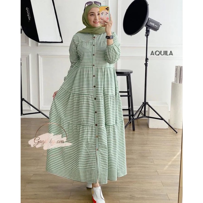 Mini Dress Muslim Terbaru Baju Remaja Perempuan Gamis Busui Kekinian Long Dress Katun Aquila Midi Dr