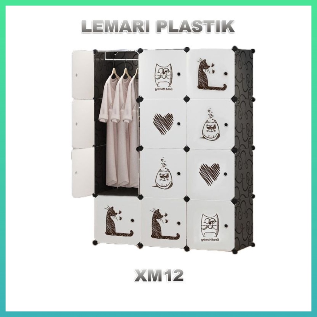 Lemari Plastik Portable 12 Pintu Lemari Karakter Lemari Pakaian Multifungsi Portable Bongkar Pasang Worldhome66