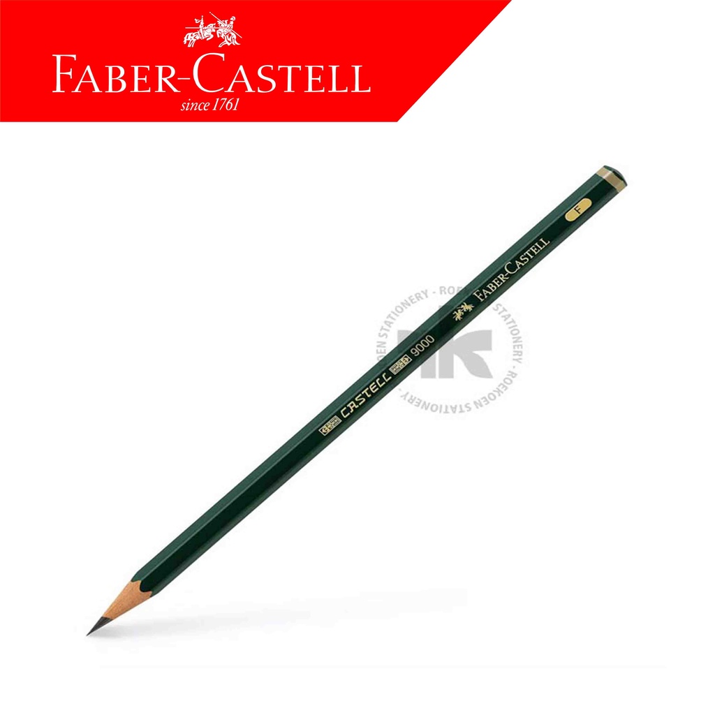 

Faber Castell 9000 Hexagonal Pensil F Polos Hijau Strip Emas