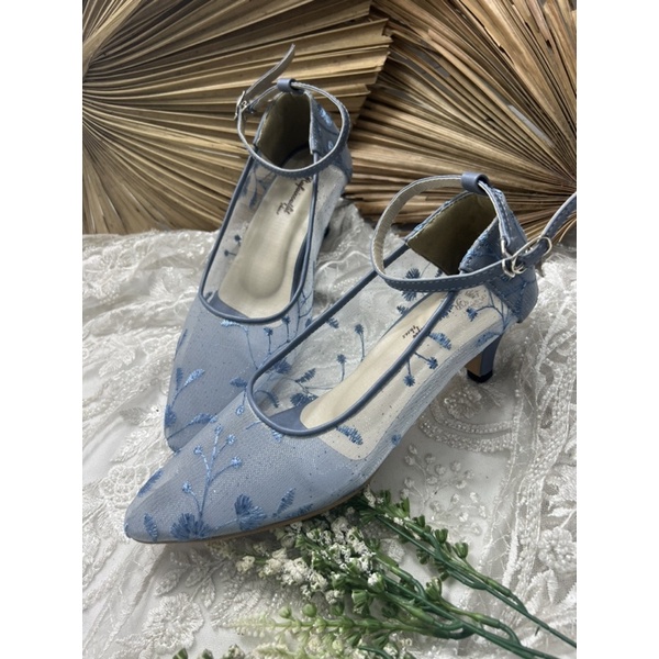 sepatu wanita kelia tali iceblue 5cm lancip