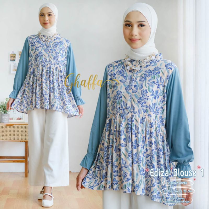 EDIZA BLOUSE kode 1 BY GHAFFA THE LABEL (BLOUSE MOTIF) Blouse muslimah rayon viscose rekomended