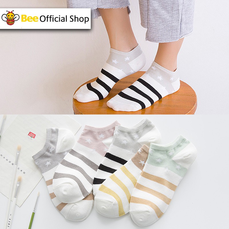 BEE - Kaos Kaki Fashion Kaos Kaki Pendek Semata Kaki Ankle Socks Murah SC - 10