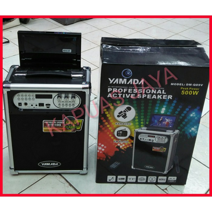 PROMO.. Speaker Portable Wireless YAMADA DM Q89V With Layar LED 7Inch  500WAT