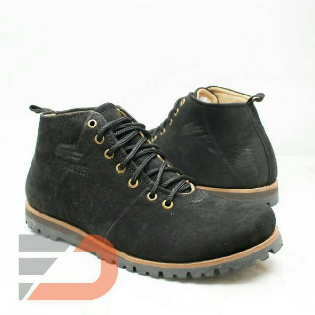 Sepatu boot casual lacoste bahan kulit sapi asli lc6