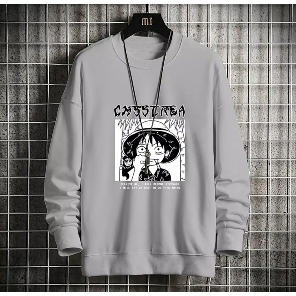 ANIME SWEATER UNISEX WHEN LUFFY // CREWNECK UNISEX KECE FLEECE TEBAL LEMBUT PREMIUM TERBARU,