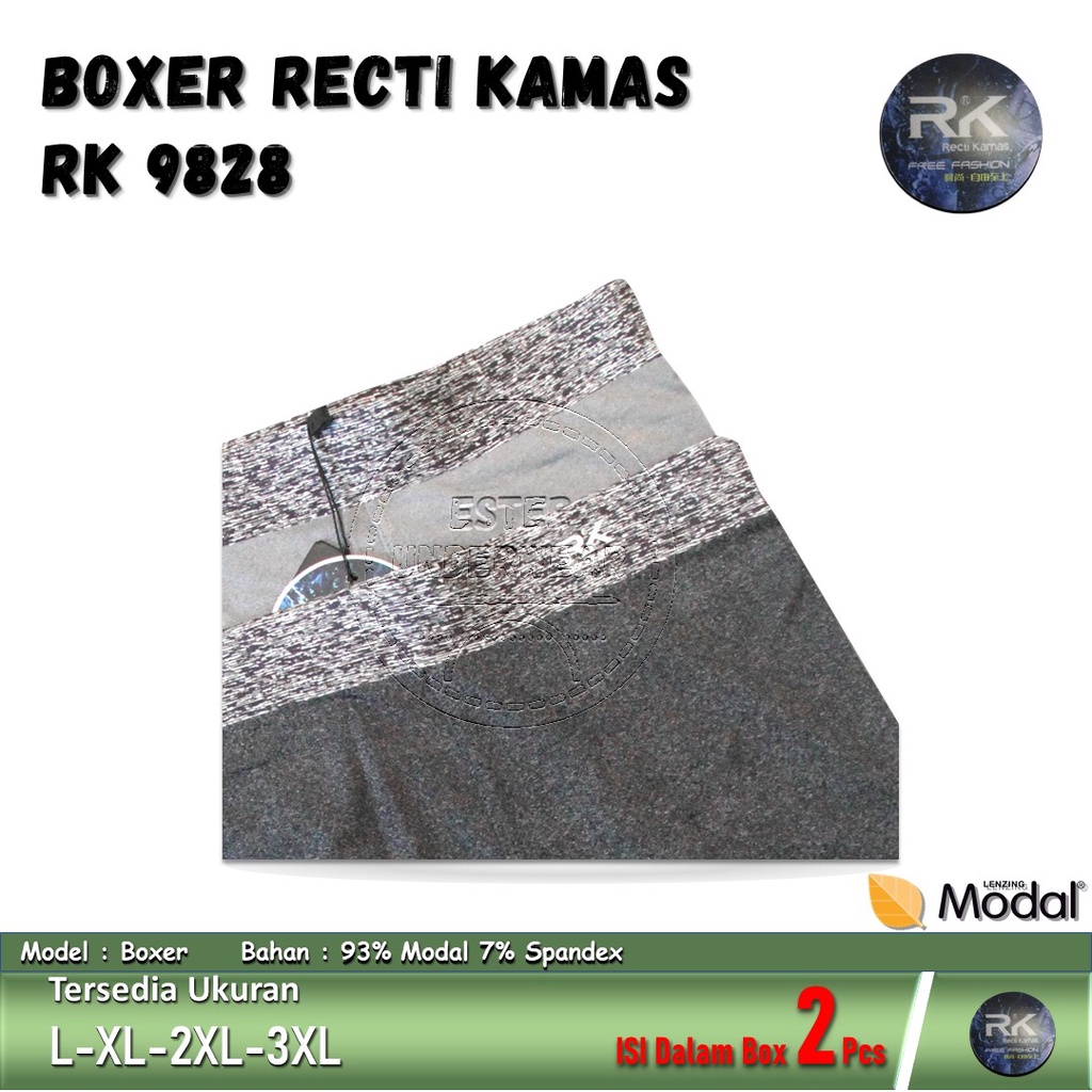 Celana Boxer Pria RECTI KAMAS RK 9828 Isi 2Pcs