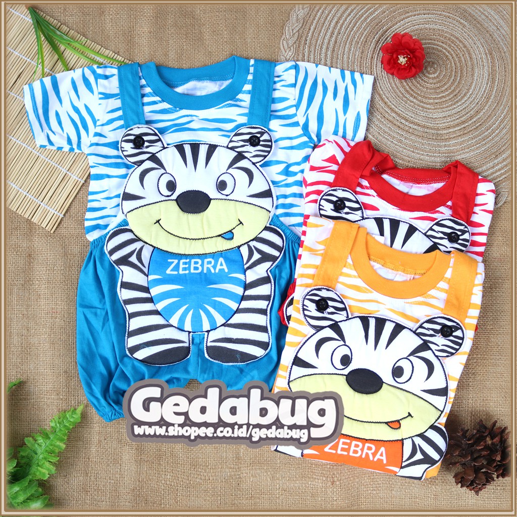 Setelan Kodok Anak Bayi  Karakter Zebra / Jumper Bayi Overall - gedabug