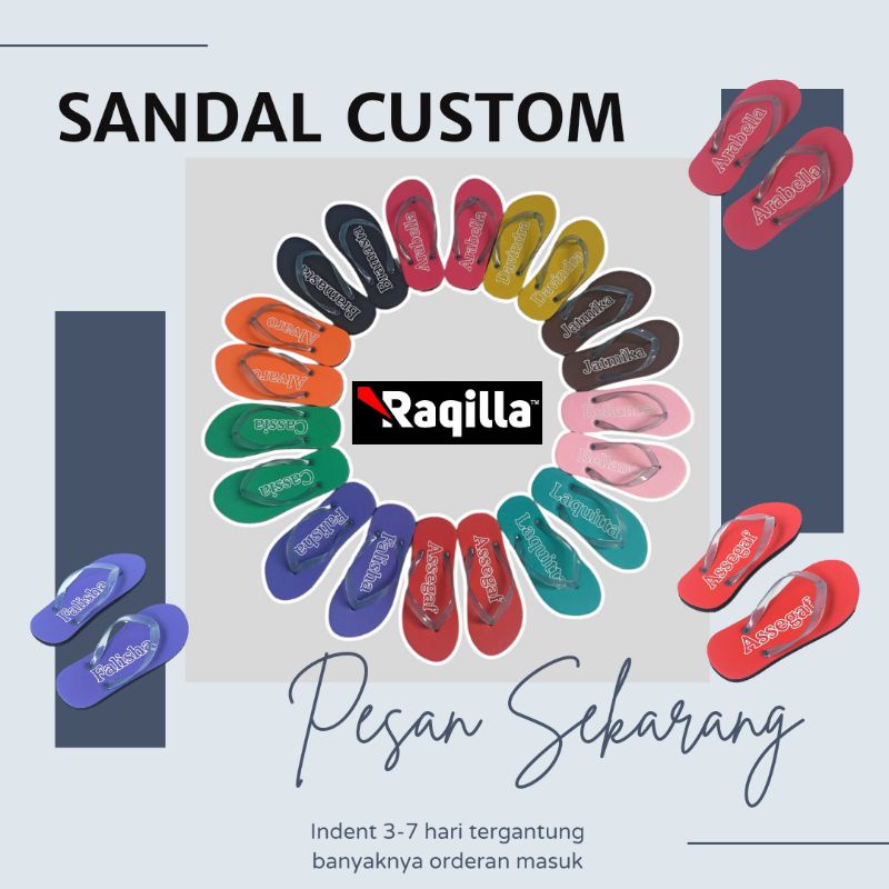 RAQILLA SHOP - SANDAL JEPIT NAMA CUSTOM NEW DESIGN SANDAL CUSTOM NAMA BEBAS