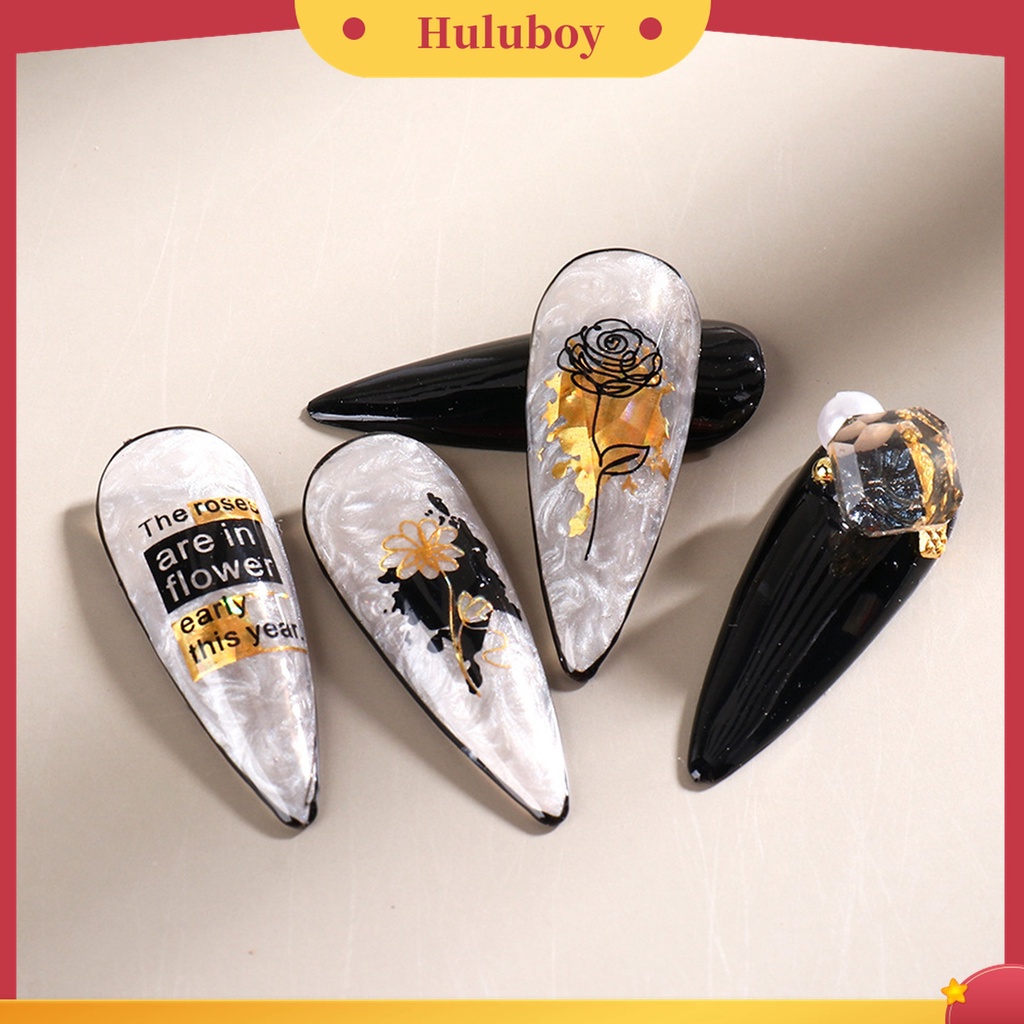 Huluboy Huluboy♡ Stiker Kuku Warna Hitam Bronzing Bahan Kertas Untuk Manicure Wanita
