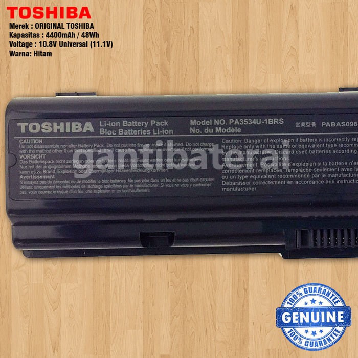 Original Baterai TOSHIBA M200 M205 L200 L300 L305 L500 PABAS098 PA3534