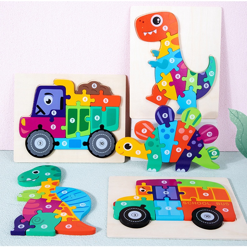 TweedyToys - Jigsaw Colorful Puzzle With Number / Jigsaw Puzzle Kayu Timbul