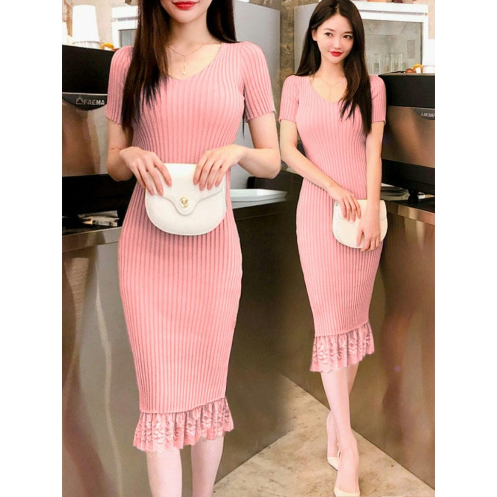 Dress Bodycon XXeliaa - Midi Dress Rajut Wanita - Dress Wanita Terbaru