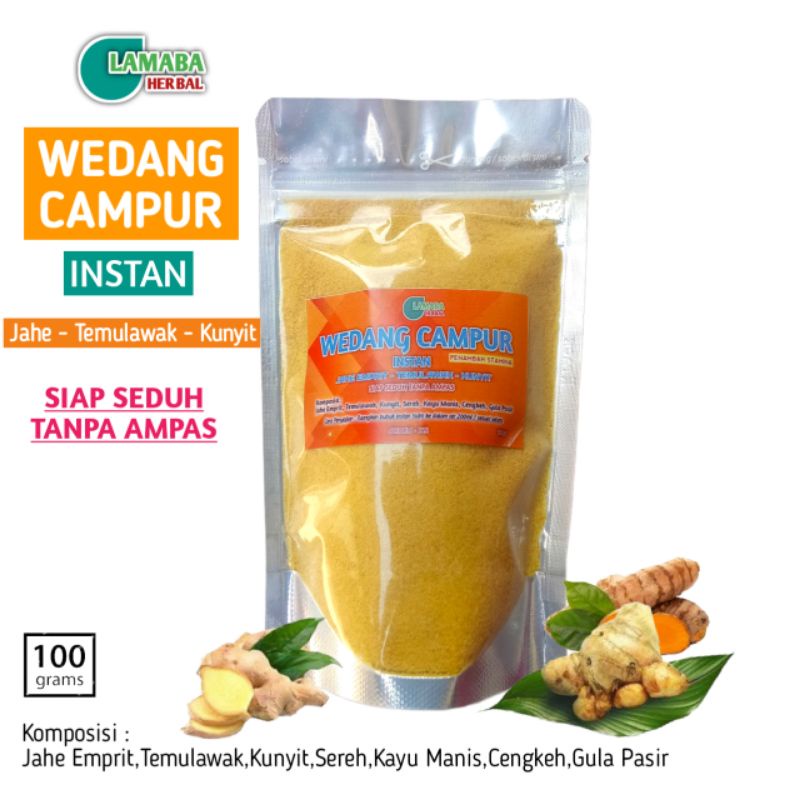 

Wedang Campur Instan Bubuk Sari Jahe Temulawak Kunyit Minuman Herbal 100 gram