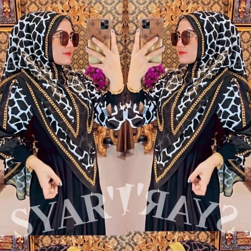 GAMIS SYAR'I 4 WARNA MOTIF BATU BAHAN WOLFIS MIX CERUTY ORI SHR 100%