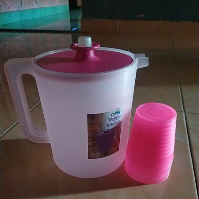 Cpm Teko Yeppo Set Of 5 Glass Pink / Teko Plastik / Teko Set / Teko Beranak