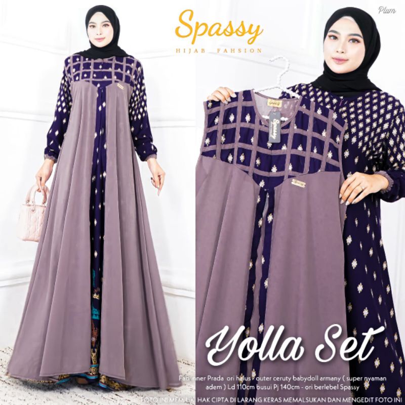 yolla aet Dress gamis dan outer ori spassy