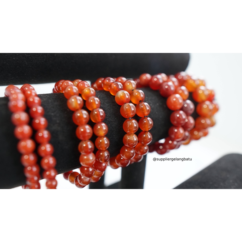 gelang tangan CARNELIAN orange premium batu alam asli oren bonus kotak