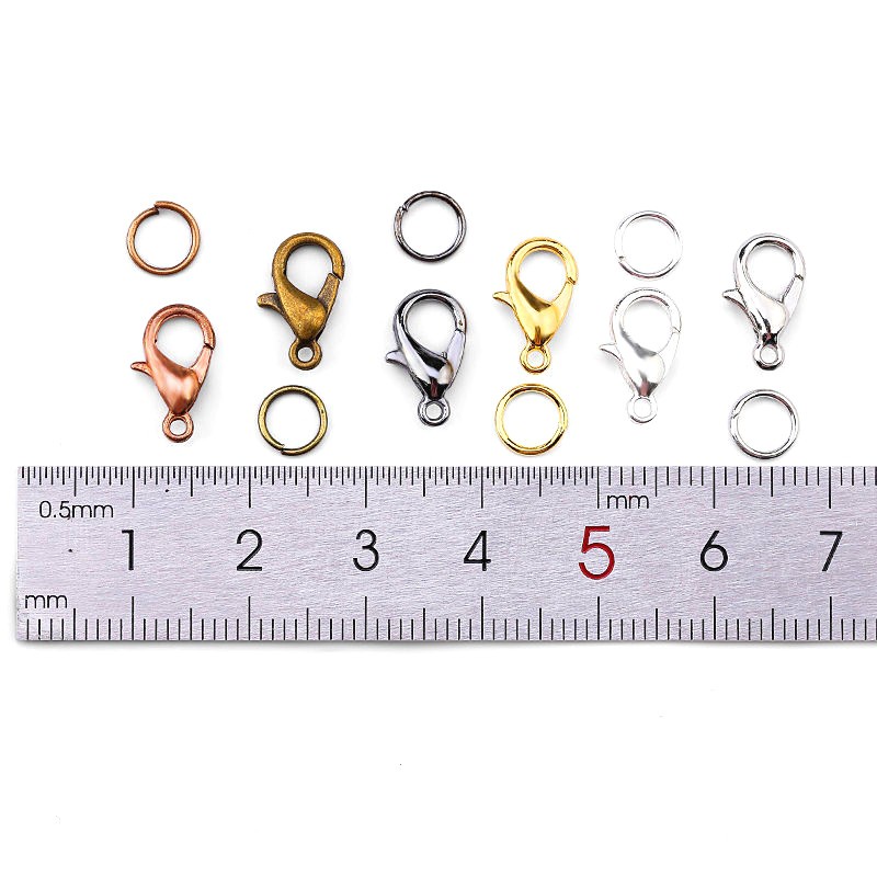 Satu Set Temuan Perhiasan 4 Mm/5 Mm/6 Mm/8 Mm/10 Mm Terbuka Langsung Cincin Split Cincin 6 Warna Lobster Gesper Kait Membuat Perhiasan Perlengkapan