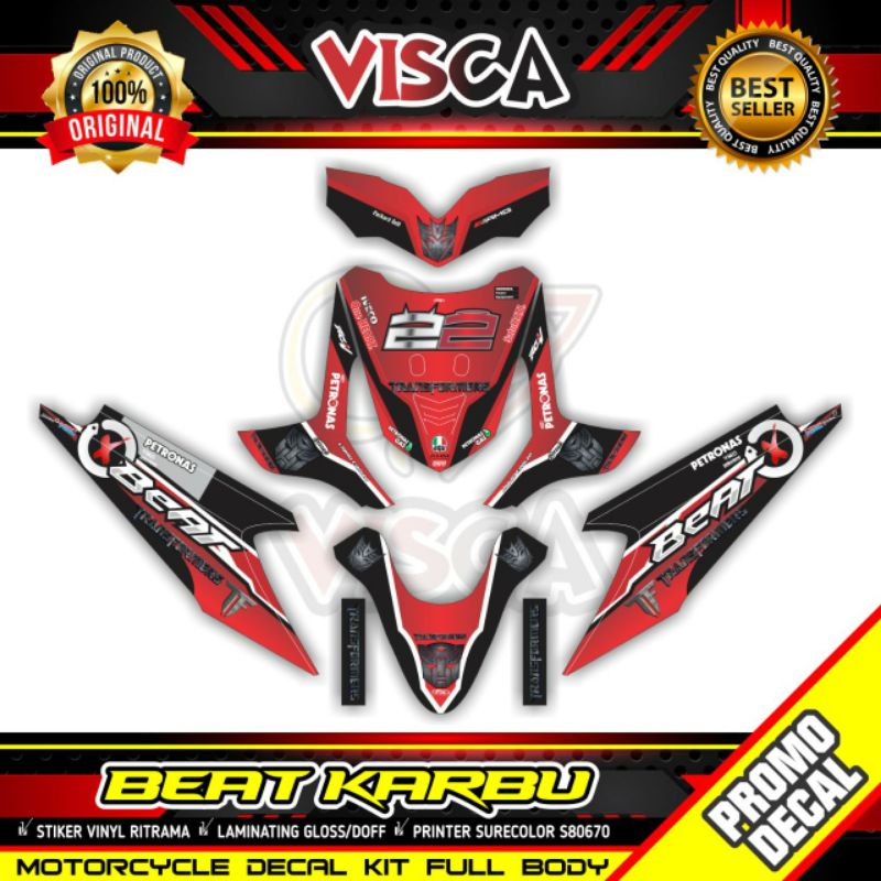 STICKER DECAL FULL BODY HONDA BEAT KARBU PETRONAS RED