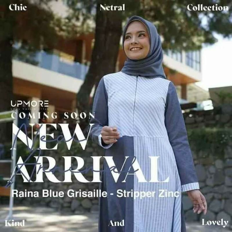 BAJU GAMIS UPMORE RAINA BLUE GRISAILLE - STRIPPER ZINC