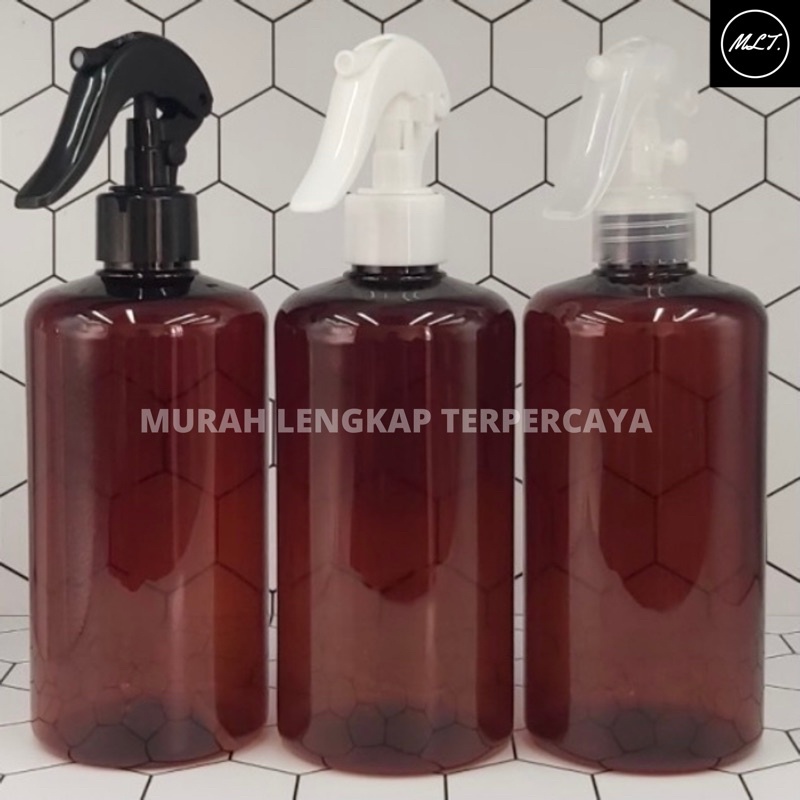 BOTOL COKLAT AMBER 500ML SPRAY TRIGGER NECK 24 / BOTOL SPRAY TRIGER COKLAT AMBER 500 ML NECK 24 BOTOL SPRAYER SEMPROT PET AMBER TEBAL DAN KERAS NECK 24 HAND SANITIZER