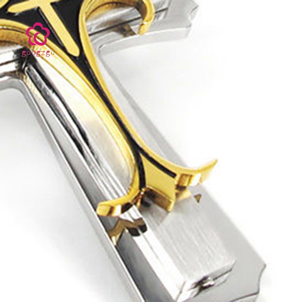 Kalung Liontin Salib Bahan Stainless Steel Untuk Pria