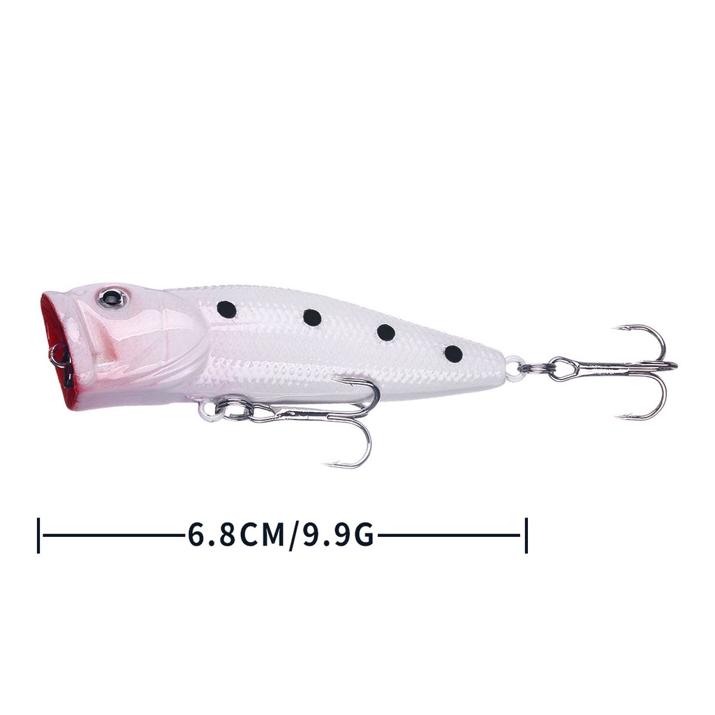 Hengjia 1pcs Umpan Pancing Minnow Popper Crankabit VIB Pencil Fishing Lure Bentuk Ikan Kecil Putih Bermata 3d Luminous Plastic Bait Fishing Tackle