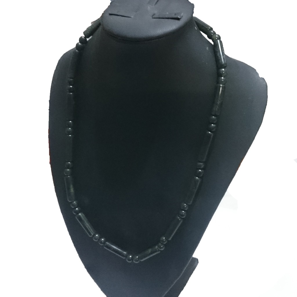 Kalung Giok Black Jade Aceh Super Terapi Model Bulat Tabung Keren