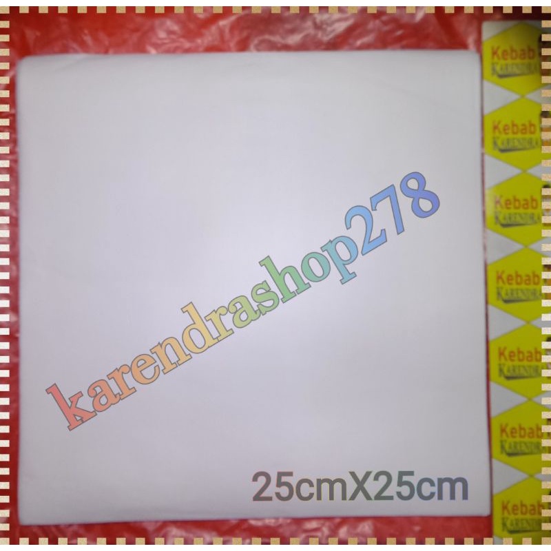 

Kertas Nasi Kebab Burger 25cmX25cm Polos isi 100 lembar