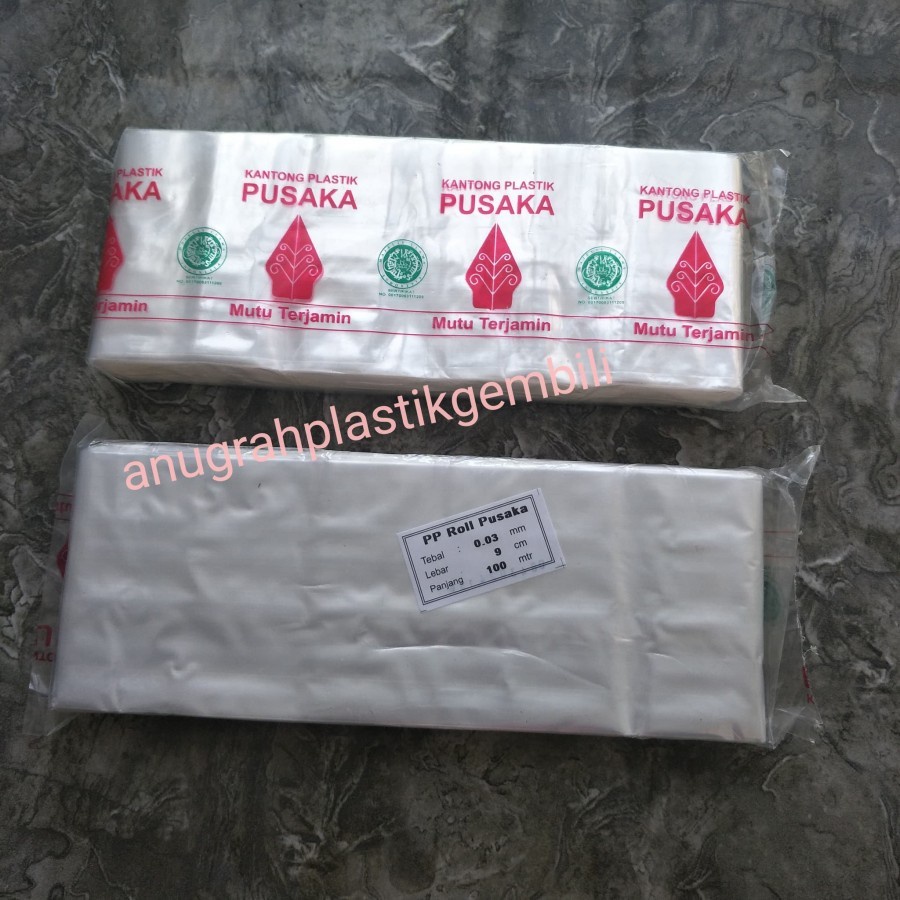 Plastik PP Roll uk 9 cm x 100 meter / PP roll pusaka per pack