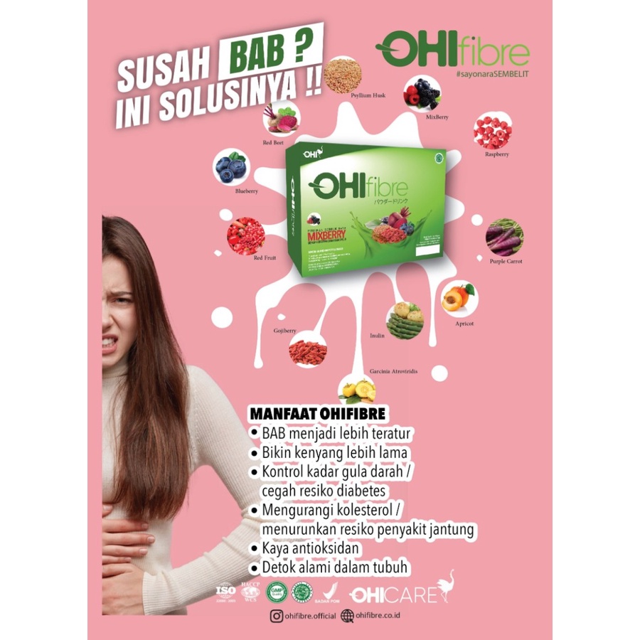 OHIFIBRE MIXBERRY (MINUMAN KAYA SERAT DENGAN BANYAK MANFAAT) BPOM BOX